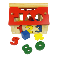 Wooden Blocks Multifunctional House Building Set Number Shape Sense Intellectual Toys for Kids